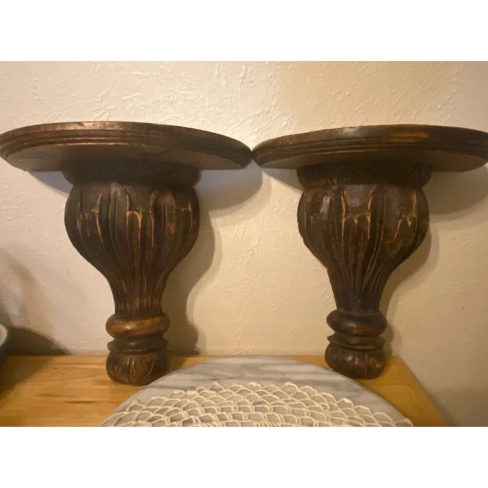 Indian Hand-Carved Wood Corbels